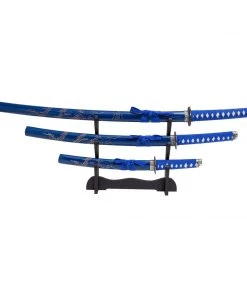 Dev-awma Carved Dragon Samurai Sword Set - Blue