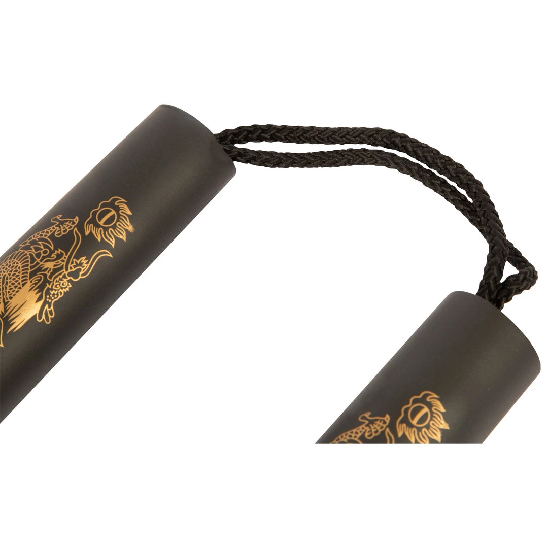 AWMA Foam String Chuck - Black W/ Gold Dragon II Nunchaku & Nunchucks