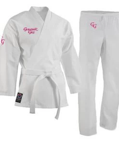 Dev-awma ProForce® Gladiator Girl 6 Oz. Karate Uniform (Elastic Drawstring) - 55/45 Blend - With Free White Belt