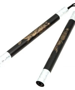 Dev-awma Nunchaku & Nunchucks Demo II Black Practice Foam Nunchaku With Gold Dragon