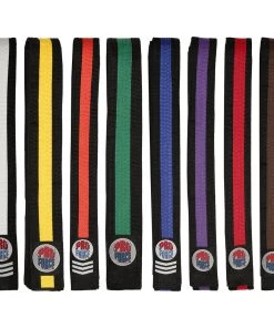 Dev-awma ProForce® II 1.5" Double Wrap Color Striped Black Karate Belt